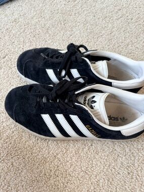 adidas Black Suede Sneakers with White Stripes